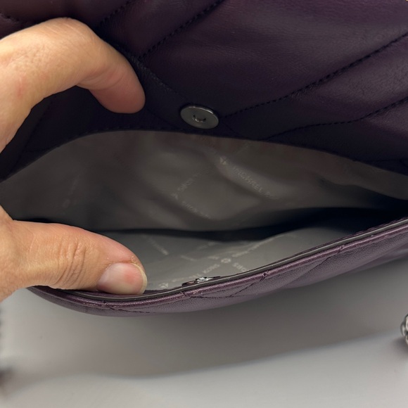 Michael Kors Quilted Vivianne Shoulder Bag in Plum with Silver Chain - Picture 7 of 16